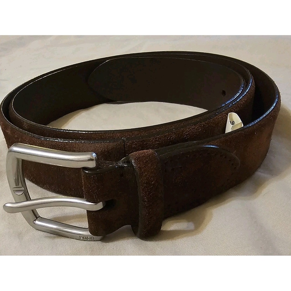 Polo Ralph Lauren Mens Brown Suede Leather Belt Size 36